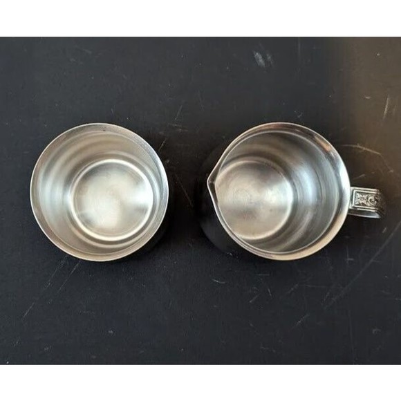 International Decorator Stainless Steel Cream & Sugar Set 18-8 - Picture 2 of 5